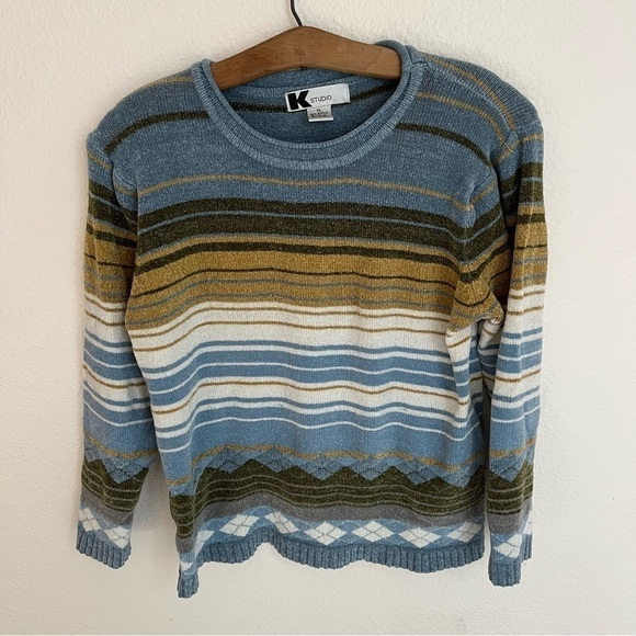 Vintage K Studios Knit Velour Roll Neck Sweater - Picture 1 of 9